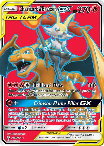 Charizard & Braixen GX (Full Art) (212/236) Near Mint